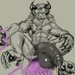  2021 4_horns absurd_res anal anal_penetration anthro balls big_balls big_penis charr claws dewclaw eyewear felid finger_claws genitals grey_background guild_wars hi_res horn huge_balls huge_penis humanoid_genitalia humanoid_penis looking_at_viewer magic_user male mammal monocle monocle_only multi_horn muscular muscular_anthro muscular_male nipple_piercing nipple_ring nipples pawpads penetration penis piercing pink_eyes simple_background sketch solo toe_claws velrizoth video_games 