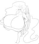  absurd_res anthro anthrofied big_breasts breasts equid equine feathered_wings feathers female freehdmcgee friendship_is_magic hasbro hi_res horn huge_breasts hyper hyper_breasts mammal monochrome my_little_pony princess_celestia_(mlp) solo winged_unicorn wings 