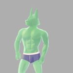  abs absurd_res anthro athletic athletic_anthro athletic_male bulge canid canine canis clothing green_body green_skin green_slime green_wolf hi_res humanoid male mammal morinkashi muscle_wolf muscular muscular_anthro muscular_male original_character_do_not_steal pecs slime solo underwear wolf 