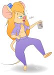  alcohol anthro balancing beer beverage chip_&#039;n_dale_rescue_rangers disney drunk exhibitionism female gadget_hackwrench hi_res jumper mammal mouse murid murine nipple_slip rodent solo substance_intoxication teot tipsy 