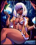  1girl breasts brown_eyes crossed_legs danganronpa_(series) danganronpa_v3:_killing_harmony dark-skinned_female dark_skin english_commentary highres image_sample long_hair mogy64 pixiv_sample shiny shiny_hair thighs yonaga_angie 