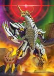  absurdres claws fangs gagula giant giant_monster glowing gridman_universe highres horns kaijuu monster no_humans red_eyes scales sharp_teeth single_horn sky spines ssss.dynazenon tail teeth tokusatsu yamakazema 