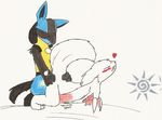  &lt;3 ambiguous_gender blush butt butt_grab cum duo eyes_closed from_behind interspecies lucario nintendo open_mouth plain_background pok&#233;mon pokemon sex unknown_artist video_games white_background zangoose 