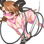  bodypaint breasts brown_eyes brown_hair cosplay cybele_(megami_tensei) cybele_(megami_tensei)_(cosplay) demon demon_girl dual_wielding holding horns indee large_breasts leaning_forward lowres nude persona persona_3 short_hair solo sword takeba_yukari weapon 