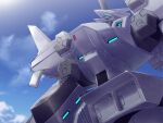  artist_request cloud dutch_angle ef-2000_typhoon_(muvluv) from_below game_cg highres looking_up mecha muvluv muvluv_alternative muvluv_alternative_chronicles no_humans official_art science_fiction sky solo tactical_surface_fighter visor 