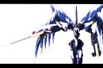  arm_blade glowing highres horns letterboxed makoppe_730 mark_alles mecha no_humans shiny solo soukyuu_no_fafner spikes weapon white_background wings 
