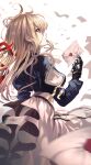  1girl absurdres bangs blonde_hair blush commentary_request envelope eyebrows_visible_through_hair from_side hair_ornament hair_ribbon highres long_hair long_sleeves mechanical_hands parted_lips red_ribbon revision ribbon single_mechanical_hand solo torriet violet_evergarden violet_evergarden_(series) white_background 