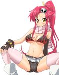  belt bikini_top boots cameltoe gloves kou_(garakuta_teikoku) long_hair red_hair scarf short_shorts shorts solo tengen_toppa_gurren_lagann thighhighs yellow_eyes yoko_littner 