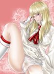  blonde_hair blue_eyes cameltoe dera-x!! dress dress_lift gloves kneehighs lili_(tekken) long_hair necktie panties pantyshot pubic_hair see-through socks solo tekken underwear white_panties 