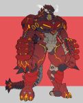  1boy absurdres armor breastplate catball1994 clawed_boots clenched_hands clenched_teeth commentary_request ex_red_king full_armor highres kaijuu knee_spikes male_focus mask mecha mechanical_parts mechanization monster muscular muscular_male neon_lights neon_trim orange_eyes original pectorals power_armor power_fist red_armor red_king_(ultra_series) redesign sharp_teeth shoulder_armor skull_mask solo spiked_gauntlets spiked_knuckles spiked_tail spikes spines steam steam_from_mouth tail teeth tokusatsu tusks ultra_series ultraman_(1st_series) wheel 