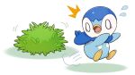  0_0 =3 ^^^ bush commentary_request flying_sweatdrops no_humans official_art open_mouth piplup pokemon pokemon_(creature) project_pochama scared solo tongue white_background 