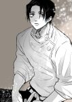  1boy black_eyes black_hair jujutsu_kaisen merushii_(raynyhigher) okkotsu_yuuta shirt simple_background white_shirt 