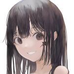  1girl absurdres bangs black_eyes black_hair highres long_hair looking_at_viewer mile_(mil2) original parted_lips portrait simple_background smile solo star_(symbol) white_background 