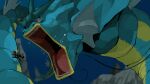  1other diving giant gyarados highres open_mouth oxygen_tank pokemon pokemon_(creature) realistic red_eyes sharp_teeth teeth underwater yunimaru 