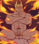  2boys abs alternate_facial_hair anal bar_censor bara black_sclera censored chest_hair colored_sclera completely_nude crossed_arms dark-skinned_male dark_skin erection fake_horns feet_out_of_frame fiery_hair fire fire_emblem glowing glowing_eyes helmet highres horned_helmet horns kagemaru_(bara) large_pectorals male_focus male_pubic_hair mature_male multiple_boys muscular muscular_male nipples nude orange_hair pectoral_lift pectorals penis pov pubic_hair red_eyes scar scar_across_eye scar_on_face sex short_hair solo_focus spread_legs stomach straddling surtr_(fire_emblem) thick_thighs thighs yaoi 