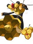  :d antennae bug claws combee full_body insect_wings no_humans pokemon pokemon_(creature) signature simple_background smile vespiquen white_background wings yunimaru 