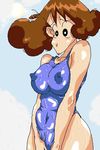  1girl bikini brown_hair crayon_shin-chan lowres milf misae_nohara nipples nohara_misae see-through shin_chan solo standing sun swimsuit wet 