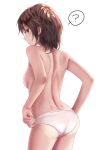  1girl ass ass_focus back breasts brown_eyes brown_hair from_behind fumei_(mugendai) panties short_hair simple_background small_breasts solo touhou underwear usami_renko white_background white_panties 
