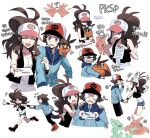  +++ 1boy 1girl :d antenna_hair black_vest brown_eyes brown_hair closed_eyes commentary_request eyelashes flying_sweatdrops high_ponytail hilbert_(pokemon) hilda_(pokemon) holding holding_hands holding_pokemon korean_commentary korean_text long_hair multiple_views musical_note open_clothes open_mouth open_vest park_0o0 pignite pokemon pokemon_(creature) pokemon_(game) pokemon_adventures pokemon_bw servine shirt sidelocks sleeveless sleeveless_shirt smile sparkle sweatdrop tepig translation_request vest white_shirt wristband 
