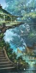  artist_name building bush chinese_commentary chinese_text commentary_request day fantasy flower fog forest grass highres moonslanstudio nature no_humans original path plant scenery sky stairs tree treehouse vines 