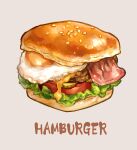  bacon burger cheese commentary_request cube english_text food food_focus fried_egg grey_background no_humans original saino salad simple_background tomato 