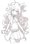  +_+ 1girl closed_mouth cloud_hair dress flower hair_flower hair_ornament kanyoko_(yuzukano_17) long_hair looking_at_viewer monochrome nia_teppelin simple_background skirt smile solo tengen_toppa_gurren_lagann very_long_hair white_background 