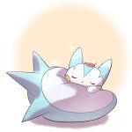  closed_eyes commentary_request curled_up full_body highres leaf no_humans pachirisu pokemon pokemon_(creature) pokke_tuki sleeping solo spikes twitter_username 