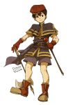  1boy adapted_costume axe belt black_hair capelet crossover dc9spot fire_emblem gloves gold_trim highres mother_(game) mother_2 ness_(mother_2) red_headwear scepter shorts 