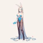  1girl absurdly_long_hair animal_ears asuna_(blue_archive) blonde_hair blue_archive blue_eyes blue_leotard breasts fake_animal_ears gloves hair_over_one_eye high_heels large_breasts leotard long_hair long_legs mole mole_on_breast pantyhose playboy_bunny rabbit_ears solo thighband_pantyhose very_long_hair white_gloves yan_wan 