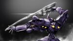  black_background from_behind highres holding holding_sword holding_weapon kawasemi_alter mecha muvluv muvluv_alternative no_humans open_hand science_fiction smoke solo sword tactical_surface_fighter takemikazuchi_(muvluv) weapon 