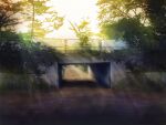  bridge commentary_request day fence geshi grass no_humans original path plant scenery shadow sky sunlight tree 