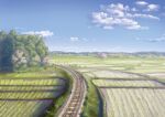  cloud commentary_request day farm forest geshi grass highres hill landscape mountain nature original plant railroad_crossing railroad_tracks rice_paddy rural scenery sky tree 