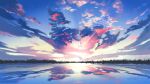  chinese_commentary cloud cloudy_sky commentary_request dawn forest highres lake landscape nature no_humans original reflection reflective_water scenery sky sun sunlight tree water xingzhi_lv 