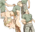  3boys after_fellatio anal ass bara blonde_hair blush camouflage camouflage_pants clothes_lift clothes_pull covering_mouth cum cum_in_mouth cum_on_boy deepthroat facial fellatio grabbing grabbing_from_behind green_shirt group_sex hand_over_another&#039;s_mouth hands_on_another&#039;s_head head_grab jack_krauser jewelry lifted_by_another male_focus mmm_threesome multiple_boys muscular muscular_male necklace oral pants pants_pull pectorals psmhbpiuczn rape resident_evil resident_evil_4 resident_evil_darkside_chronicles sex sex_from_behind shirt shirt_lift short_hair threesome tongue tongue_out white_background yaoi 