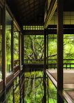 architecture branch chinese_commentary commentary_request east_asian_architecture fence highres leaf no_humans original pillar plant reflective_floor scenery tree window wooden_floor xingzhi_lv 