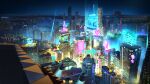  building chinese_commentary chinese_text city city_lights cityscape commentary_request highres light neon_lights night night_sky no_humans original river scenery sky skyline skyscraper spotlight urban xingzhi_lv 