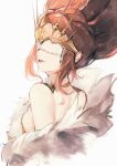  1girl breasts brown_hair character_request eye_mask fanshu highres long_hair looking_back mask medium_breasts octopath_traveler simple_background solo white_background 