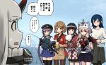  6+girls akebono_(kancolle) alternate_hairstyle animal_costume animal_hands black_hair black_serafuku black_skirt blonde_hair blue_eyes blue_hair breasts brown_dress brown_eyes brown_hair casual check_translation collarbone cotton_candy cup dress ebizome fishing_gear fishing_rod fubuki_(kancolle) german_escort_princess gloves hair_ornament hairclip highres holding holding_cup horns kantai_collection large_breasts long_hair looking_at_another medium_breasts medium_hair multiple_girls oboro_(kancolle) official_alternate_costume open_mouth outdoors pantyhose paw_gloves pleated_skirt ponytail purple_eyes purple_hair red_eyes rigging school_uniform serafuku short_hair side_ponytail single_horn skirt souryuu_(kancolle) sweatdrop sweater thighhighs translation_request very_long_hair walking walking_on_liquid white_hair white_sweater wolf_costume yuudachi_(kancolle) 
