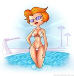  alex_hiro bikini bob_cut earrings hand_on_hip hanna-barbera jane_jetson micro_bikini milf orange_hair pool pose short_hair smile solo sunglasses swimming_pool swimsuit tagme the_jetsons water white_swimsuit wife 