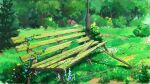  abandoned bench bush chinese_commentary commentary_request flower forest grass highres lamppost landscape moss nature no_humans original plant scenery tree vines xingzhi_lv 