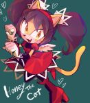  1girl :3 :d black_hair blush cat_girl character_name dress fang furry furry_female gloves hairband heart high_heels honey_the_cat misuta710 orange_eyes paw_pose red_dress red_hairband smile solo sonic_(series) sonic_the_fighters symbol-only_commentary tail twintails white_gloves 