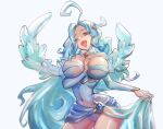  1girl ahoge breasts dragalia_lost jewelry large_breasts long_hair looking_at_viewer lucretia_(dragalia_lost) one_eye_closed open_mouth upper_body xufiji 