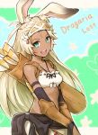  1girl animal_ears bangs bare_shoulders blonde_hair breasts dark_skin dragalia_lost gurere_art highres jewelry long_hair looking_at_viewer open_mouth quiver rabbit_ears sarisse_(dragalia_lost) small_breasts upper_body 