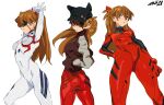  1girl absurdres artist_name bangs black_headwear bodysuit breasts brown_hair brown_jacket commentary covered_navel cowboy_shot evangelion:_3.0+1.0_thrice_upon_a_time evangelion:_3.0_you_can_(not)_redo eyepatch hands_in_pockets hat highres jacket long_hair medium_breasts neon_genesis_evangelion plugsuit profile rebuild_of_evangelion red_bodysuit solo souryuu_asuka_langley white_bodysuit whoopsatro 