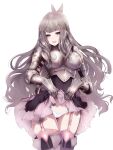  1girl absurdres armor breastplate brown_eyes brown_hair clothes_lift commission commissioner_upload fire_emblem fire_emblem_awakening flashing garter_straps highres lifted_by_self long_hair panties ririsaurus shoulder_armor skirt skirt_lift smile source_request sumia_(fire_emblem) teasing thighhighs thighs transparent_background underwear upskirt white_panties 