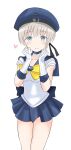  1girl bishoujo_senshi_sailor_moon blue_eyes blush breasts choker cosplay eyebrows_visible_through_hair german_text hat heart highres kantai_collection looking_at_viewer magical_girl outer_senshi peaked_cap sailor_collar sailor_hat sailor_senshi_uniform sailor_uranus sailor_uranus_(cosplay) shironeko_(whitecat_999) short_hair silver_hair small_breasts solo very_short_hair z1_leberecht_maass_(kancolle) 