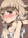  1girl atra_mixta blush bracelet brown_eyes brown_hair closed_mouth collagen collarbone commentary_request gundam gundam_tekketsu_no_orphans jewelry looking_at_viewer lowres short_hair simple_background solo 