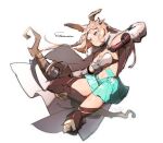  1girl animal_ears bangs bare_shoulders blue_eyes boots bow_(weapon) breasts cape closed_mouth dragalia_lost eleonora_(dragalia_lost) highres holding holding_bow_(weapon) holding_weapon kanamaki_(siluxd_makiront) large_breasts long_hair navel rabbit_ears thighhighs weapon 