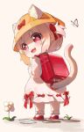  1girl :3 amai_hiyo amai_hiyo_channel animal_ear_fluff animal_ears backpack bag bangs blonde_hair blunt_bangs bow cat_ears cat_girl cat_tail child eason870408 eyebrows_visible_through_hair fangs flower full_body hair_ribbon hat highres kindergarten kindergarten_bag kindergarten_uniform looking_back open_mouth red_eyes red_footwear ribbon school_hat shaded_face short_twintails sidelocks socks solo symbol-shaped_pupils tail tail_through_clothes twintails virtual_youtuber 