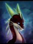  2018 black_bars digital_media_(artwork) dragon horn open_mouth smile spines tarkir 